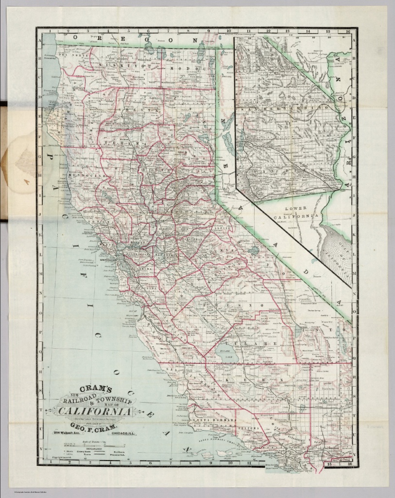 New Railroad &amp;amp; Township Map Of California - David Rumsey Historical - California Township And Range Map