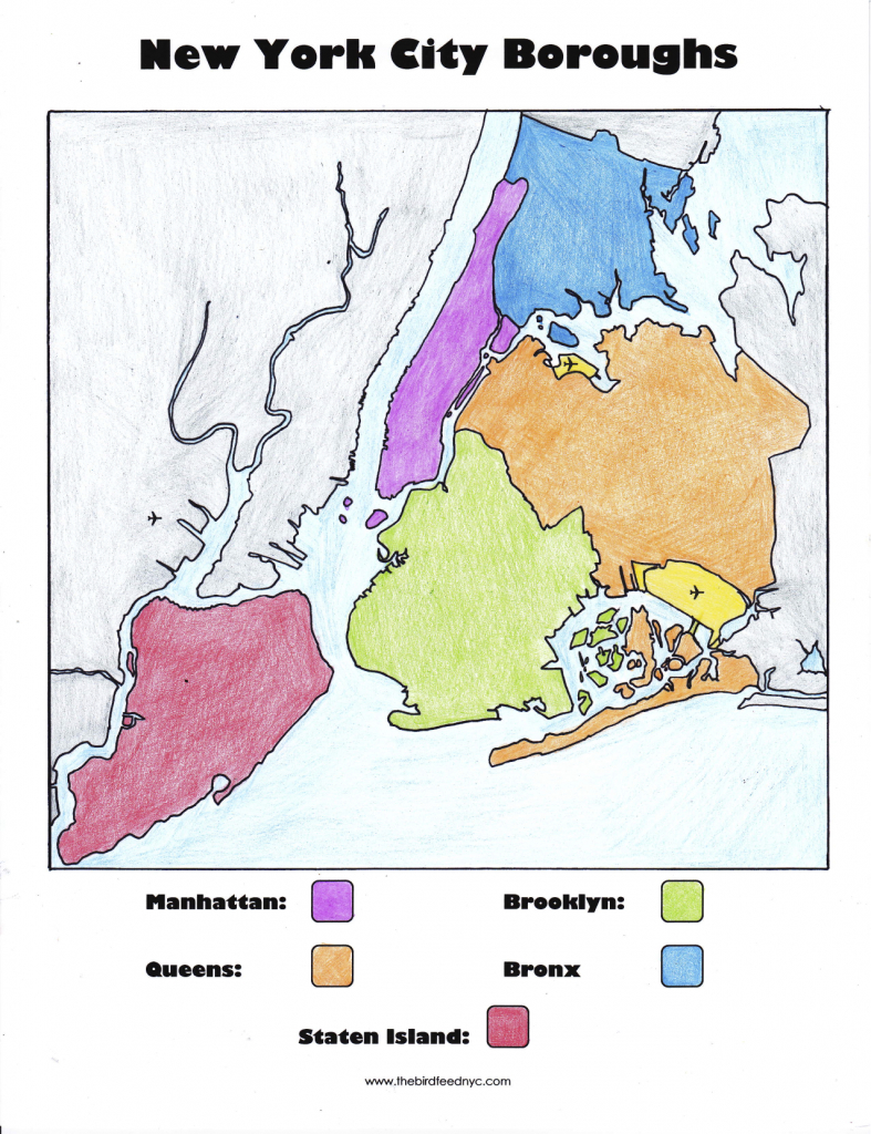 New York City Boroughs Coloring Activity For Kids - Map Of The 5 Boroughs Printable