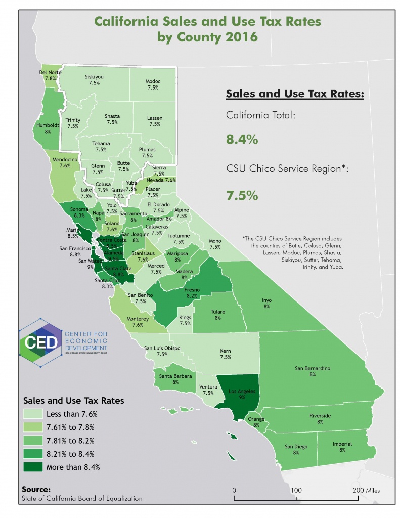 Newsletter Map - Center For Economic Development - California Sales Tax Map