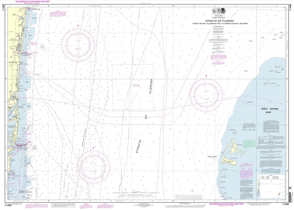 Noaa Chart 11469 Straits Of Florida Fowey Rocks, Hillsboro Inlet To - Florida Marine Maps