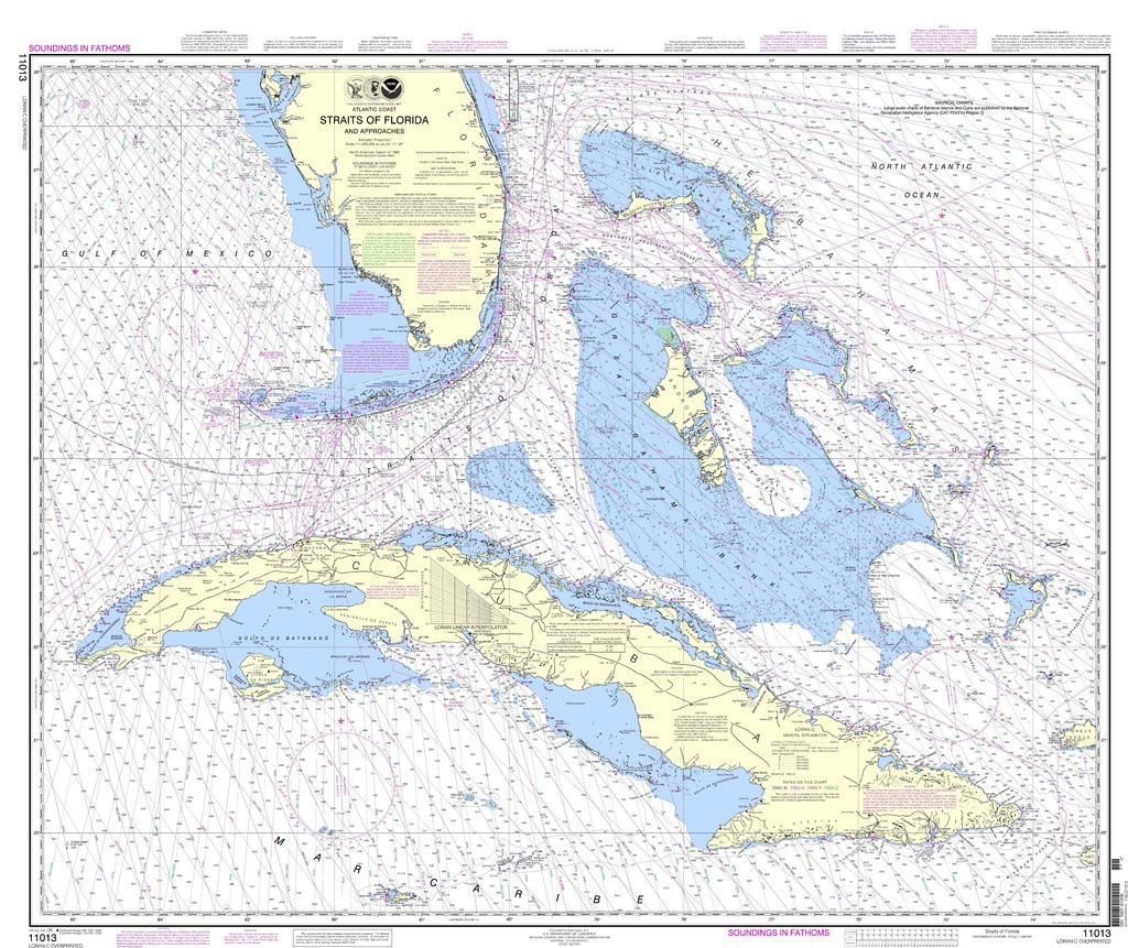 Noaa Chart - Straits Of Florida And Approaches - 11013 - The Map Shop - Nautical Maps Florida