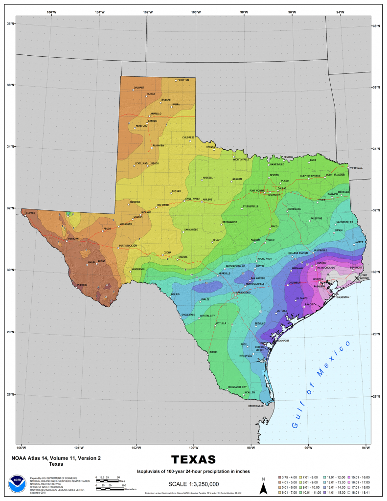 Noaa Updates Texas Rainfall Frequency Values National Oceanic And 100 Year Floodplain Map Texas 