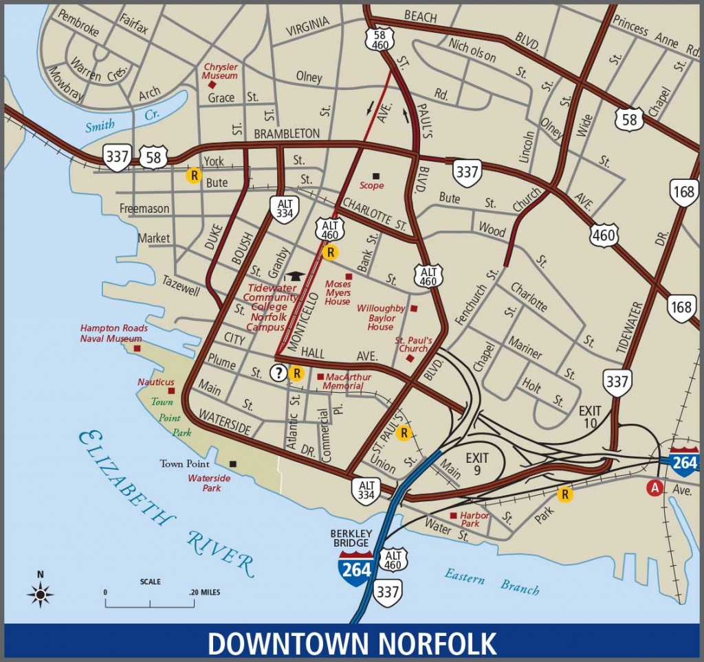 Norfolk - Downtown Map - Printable Map Of Norfolk Va