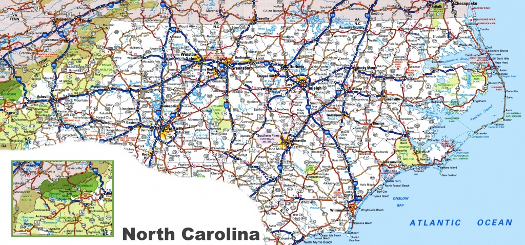North Carolina Road Map - Printable Map Of North Carolina Cities