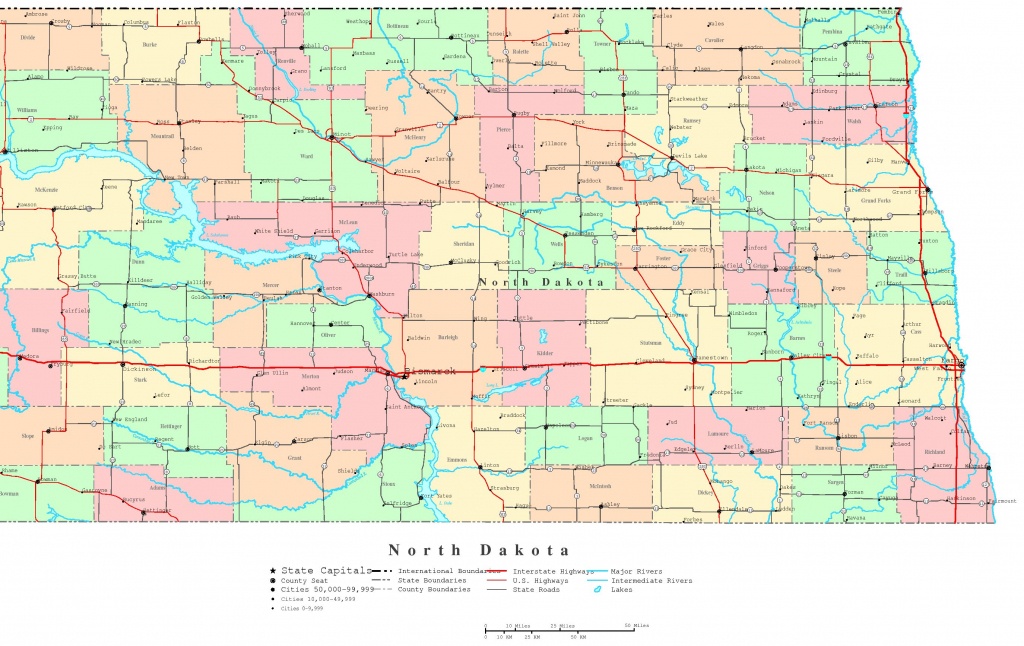 North Dakota Printable Map 865 11 South Of Cities | Sitedesignco - Printable Map Of South Dakota