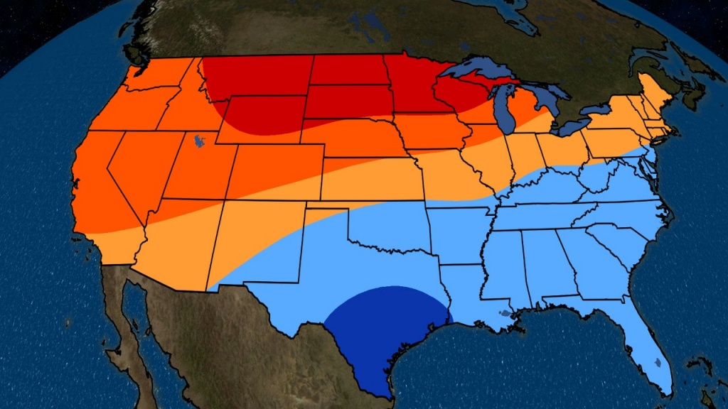 November To January 2019 Temperature Outlook: Mild In The North - Florida Weather Map With Temperatures