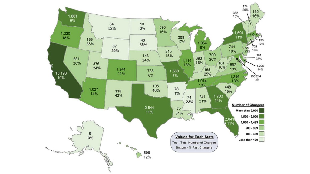 Number Of Charging Stations In U.s. Increased To 48,000 (15,000 In - Charging Station Map California