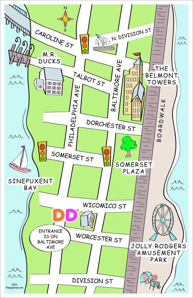 Ocean City, Md Discovery Map Style | Fun Business Map | How To Draw - Printable Street Map Ocean City Nj