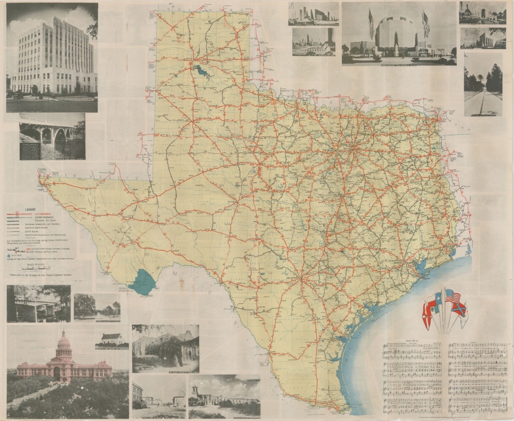 Official Map Of The Highway System Of Texas, 1936 – Save Texas - Official Texas Highway Map