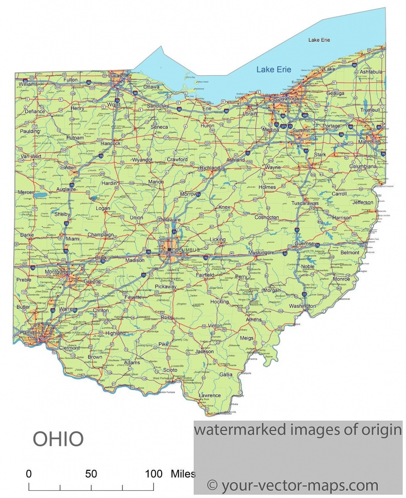 Ohio State Route Network Map. Ohio Highways Map. Cities Of Ohio - Ohio State Map Printable