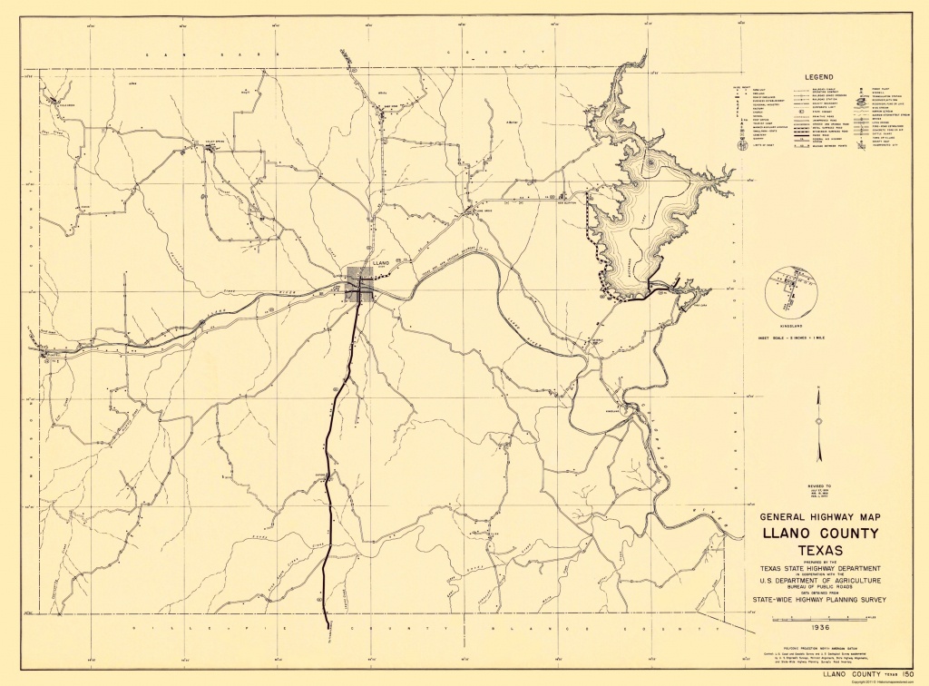 Old County Map - Llano Texas - Highway Dept 1936 - Llano Texas Map