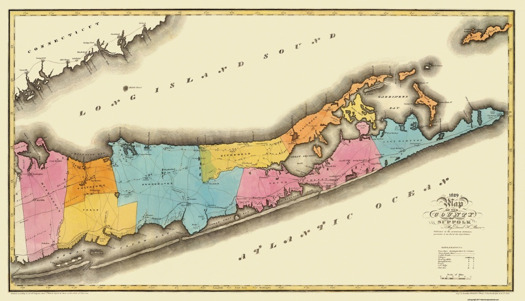 Old County Map - Suffolk New York - Burr 1829 - Printable Map Of Suffolk County Ny