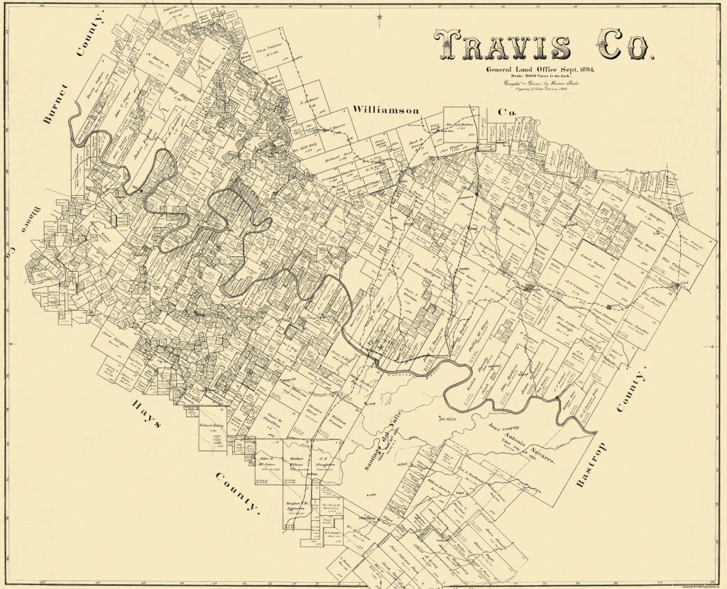 Old County Map - Travis Texas Landowner - 1894 - Travis County Texas Map