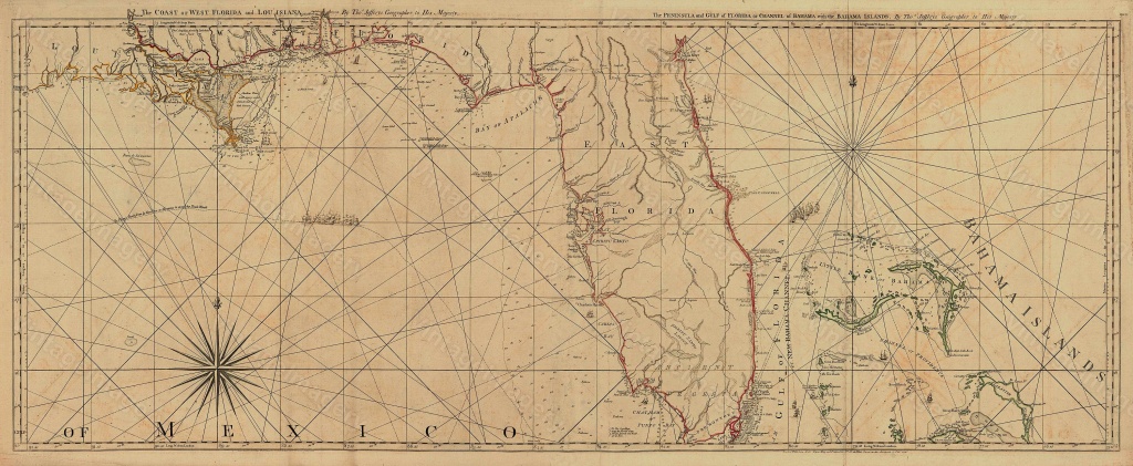 Old Florida Map Vintage Map Of Florida 1775 Restoration Deco Style - Old Florida Map