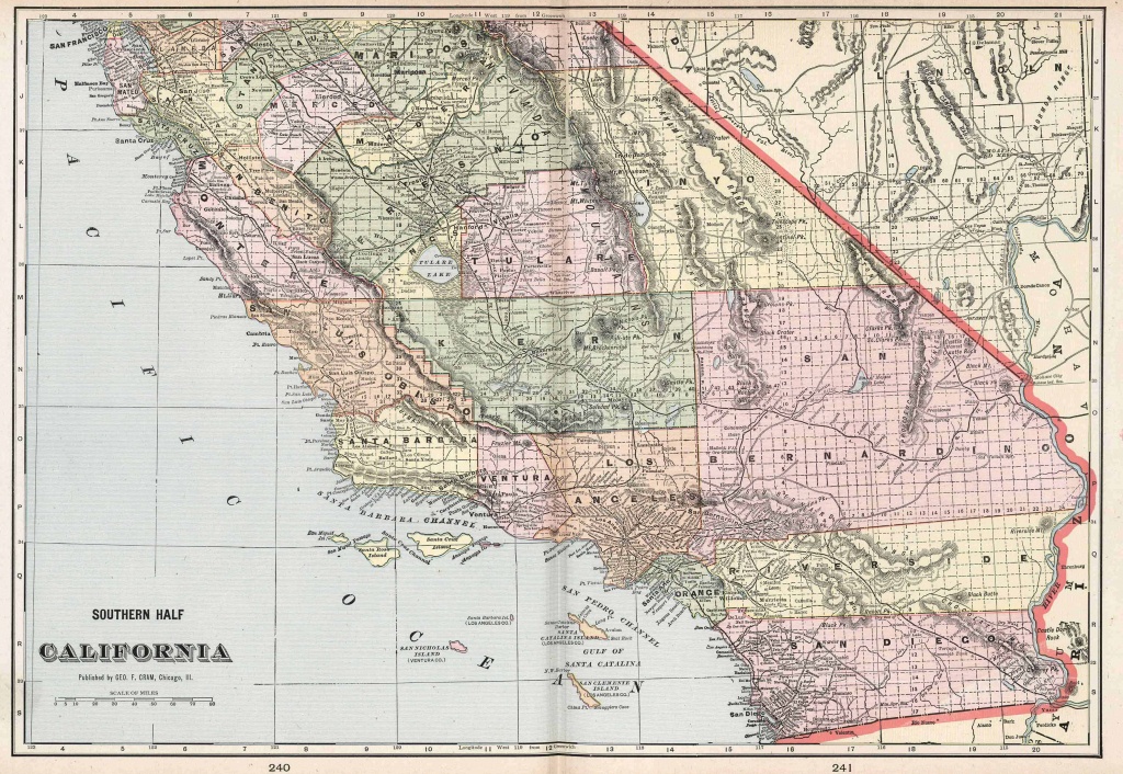 Old Historical City, County And State Maps Of California - Relief Map Of Southern California