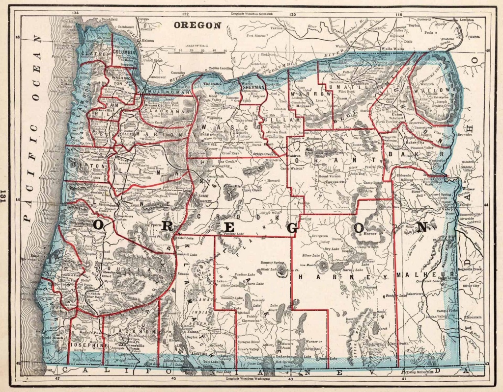 Old Historical City, County And State Maps Of Oregon - Oregon Road Map Printable
