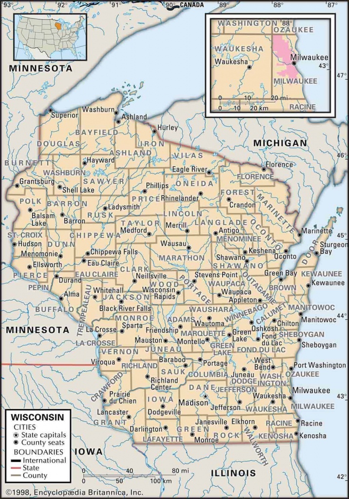 Old Historical City, County And State Maps Of Wisconsin - Printable Map Of Wisconsin Cities