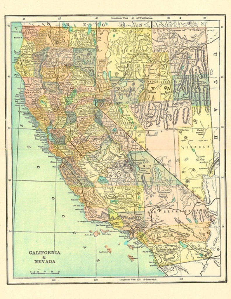 Old Map Of California Over 100 Years Old A Printable Map For | Etsy - Printable Old Maps