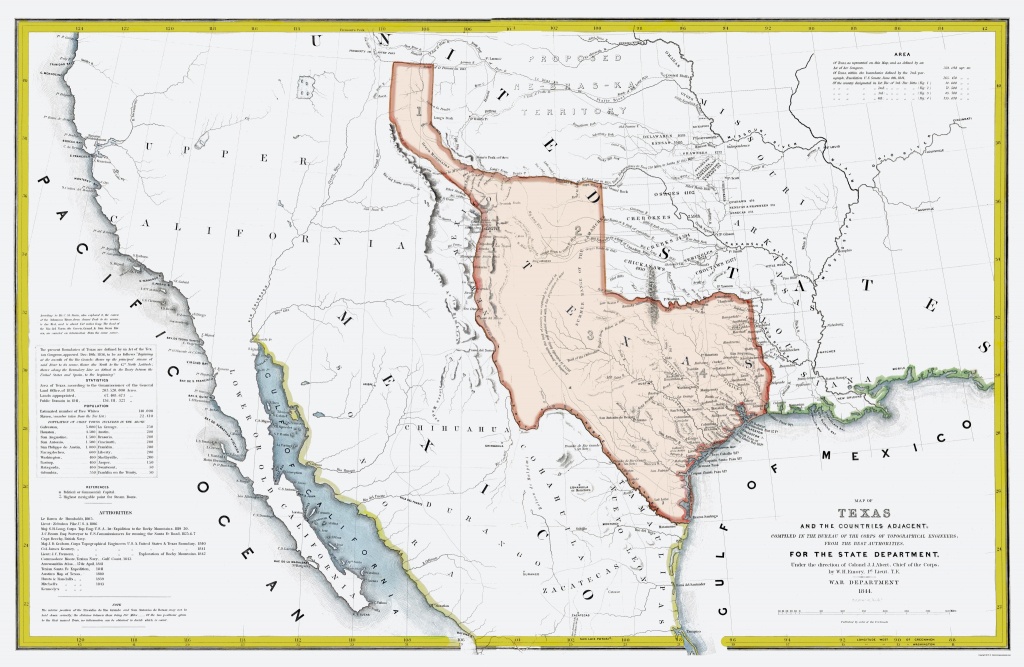 Old Map - Texas Republic And Adjacent Countries 1844 - Republic Of Texas Map