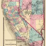 Old State Map   California, Nevada   1872   23 X 28.75   Walmart   California Nevada Map
