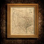 Old Texas Wall Map 1841 Historical Texas Map Antique Decorator   Vintage Texas Map Framed