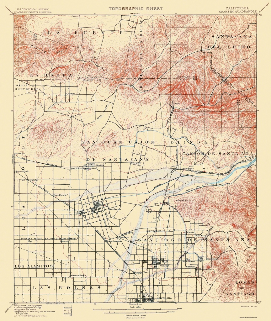 Old Topographical Map - Anaheim California 1901 - Map Of Anaheim California And Surrounding Areas