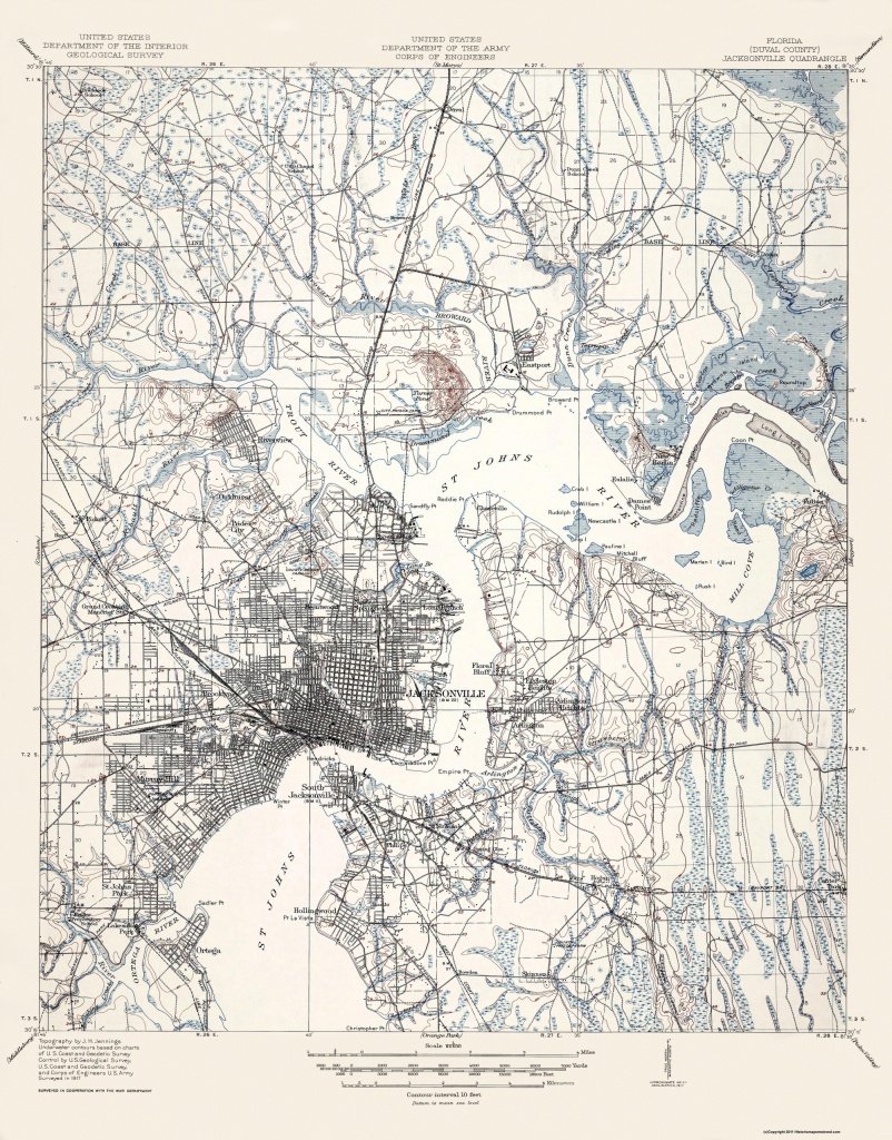 Old Topographical Map - Jacksonville Florida 1917 - Old Maps Of Jacksonville Florida