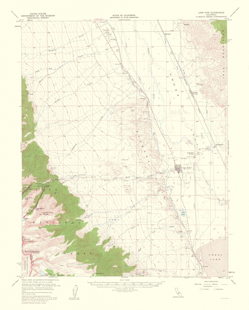 Old Topographical Map - Lone Pine California 1962 - Lone Pine California Map