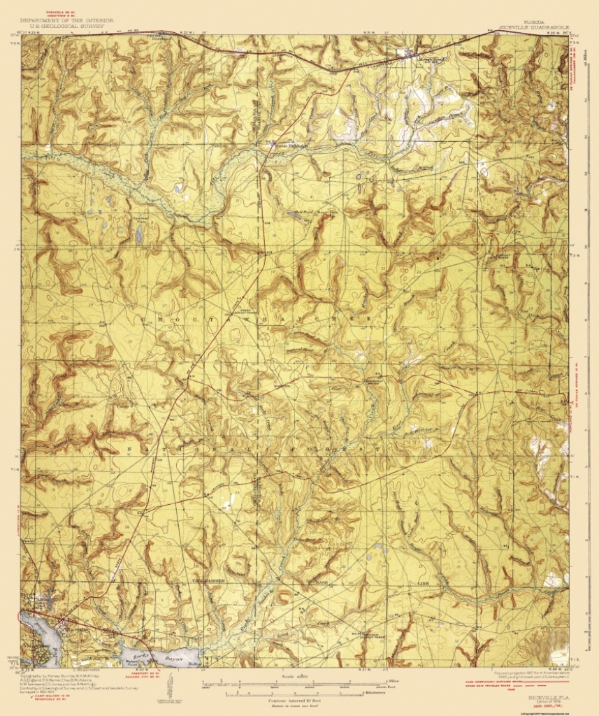 Old Topographical Map - Niceville Florida 1936 - Niceville Florida Map