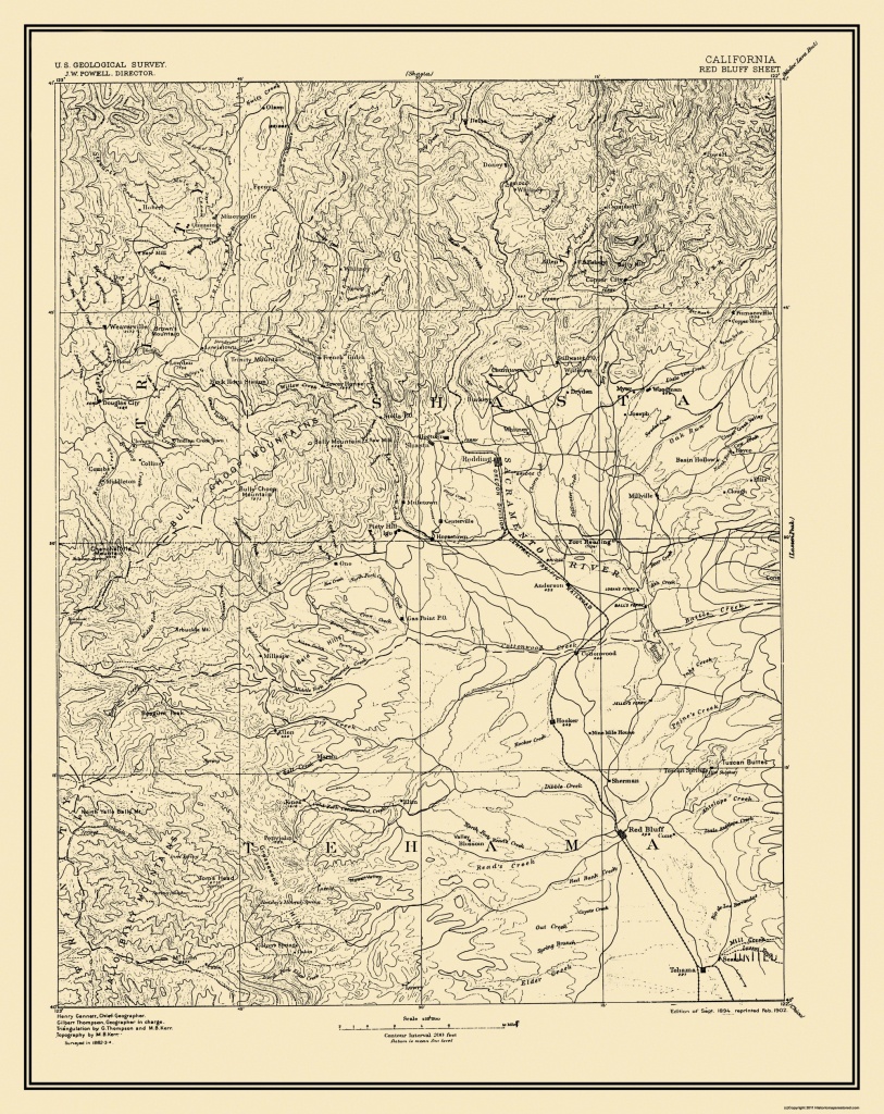 Old Topographical Map - Red Bluff California 1894 - Red Bluff California Map