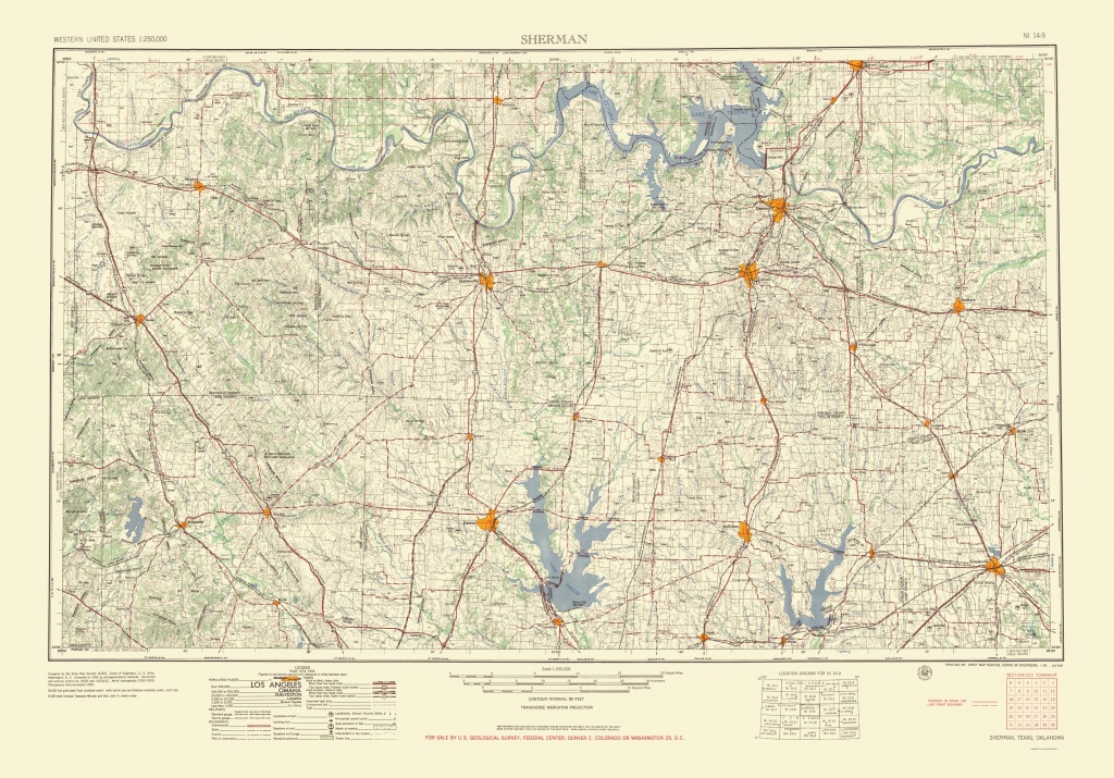 Old Topographical Map - Sherman Texas 1954 - Sherman Texas Map