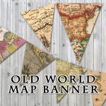 Old World Map Printable Banner Includes 3 Sizes Instant | Etsy   Printable Map Banner