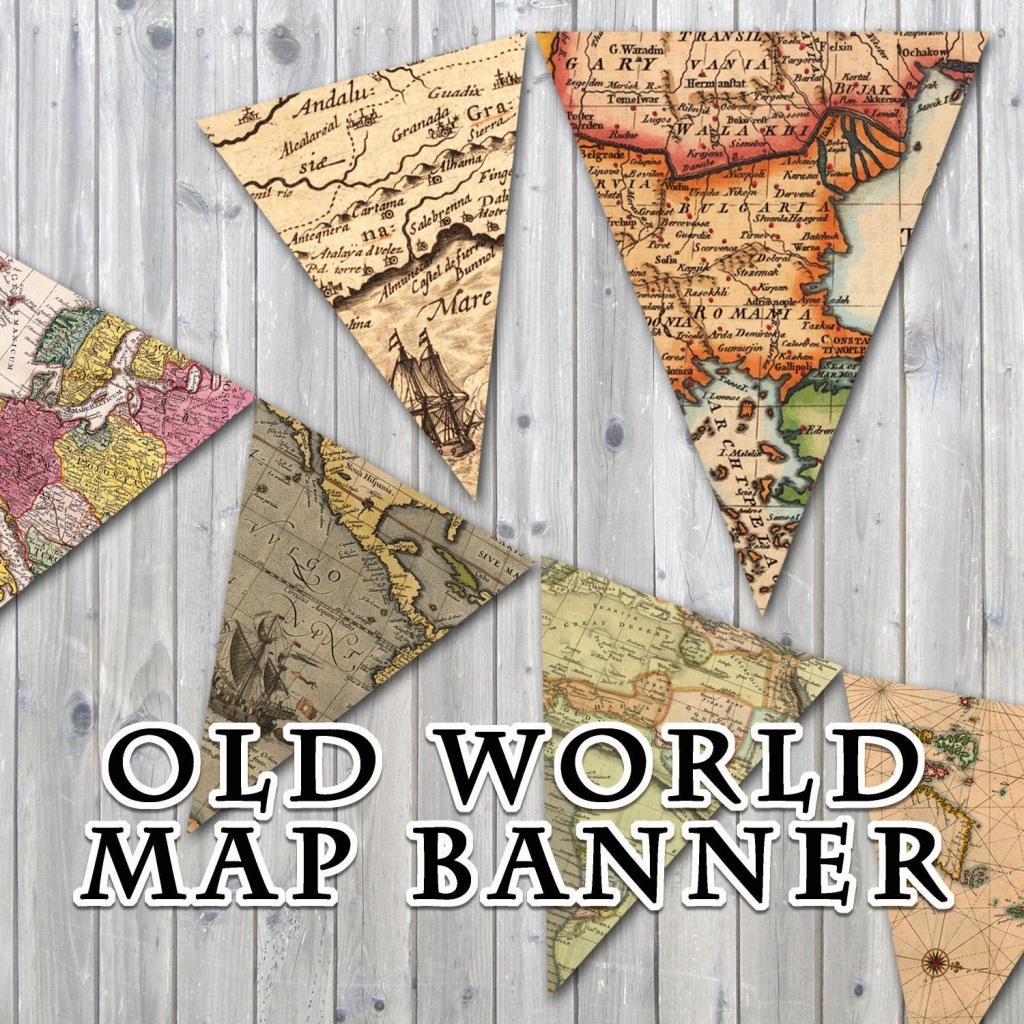Old World Map Printable Banner Includes 3 Sizes Instant | Etsy - Printable Map Banner