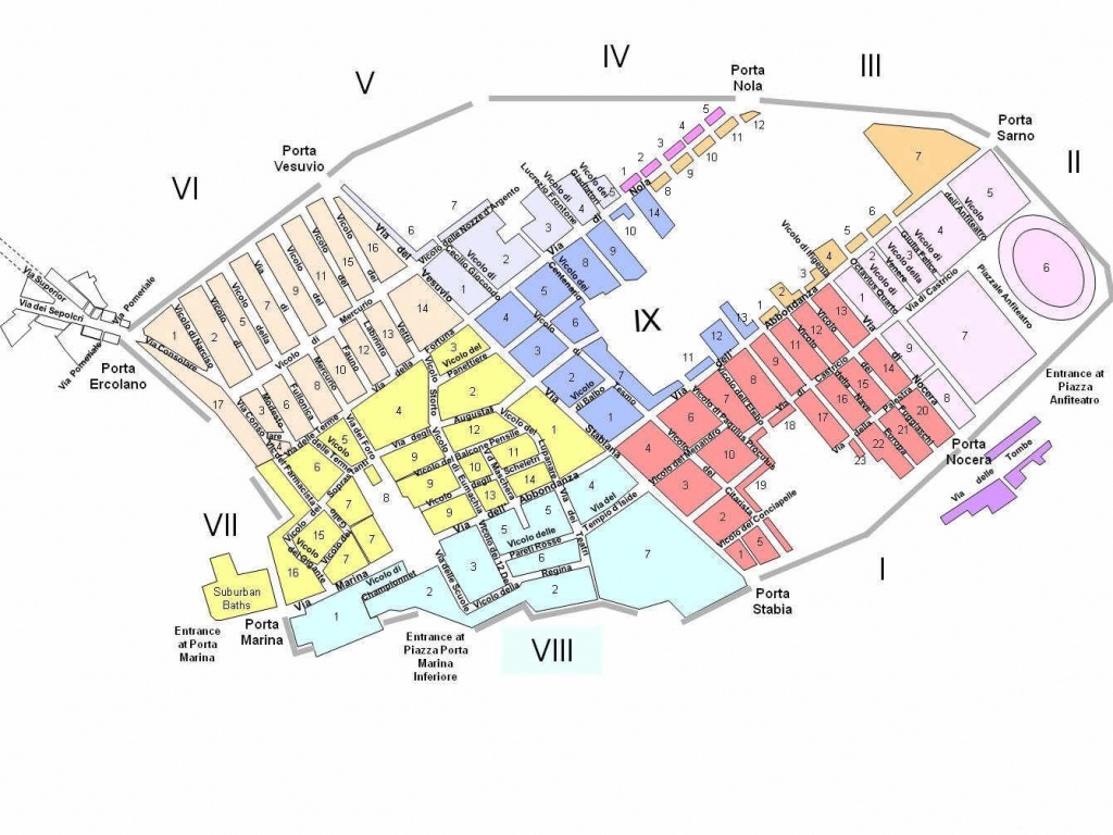 One Main Street And A State Street - Pompeii Street View Plan And - Printable Map Of Pompeii