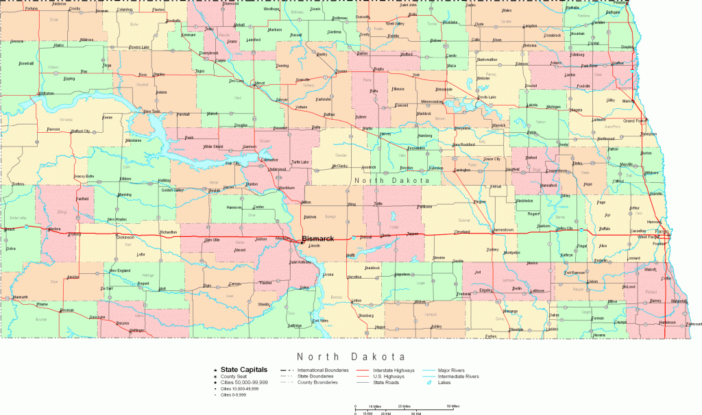 Online Map Of North Dakota Large - Printable Map Of North Dakota