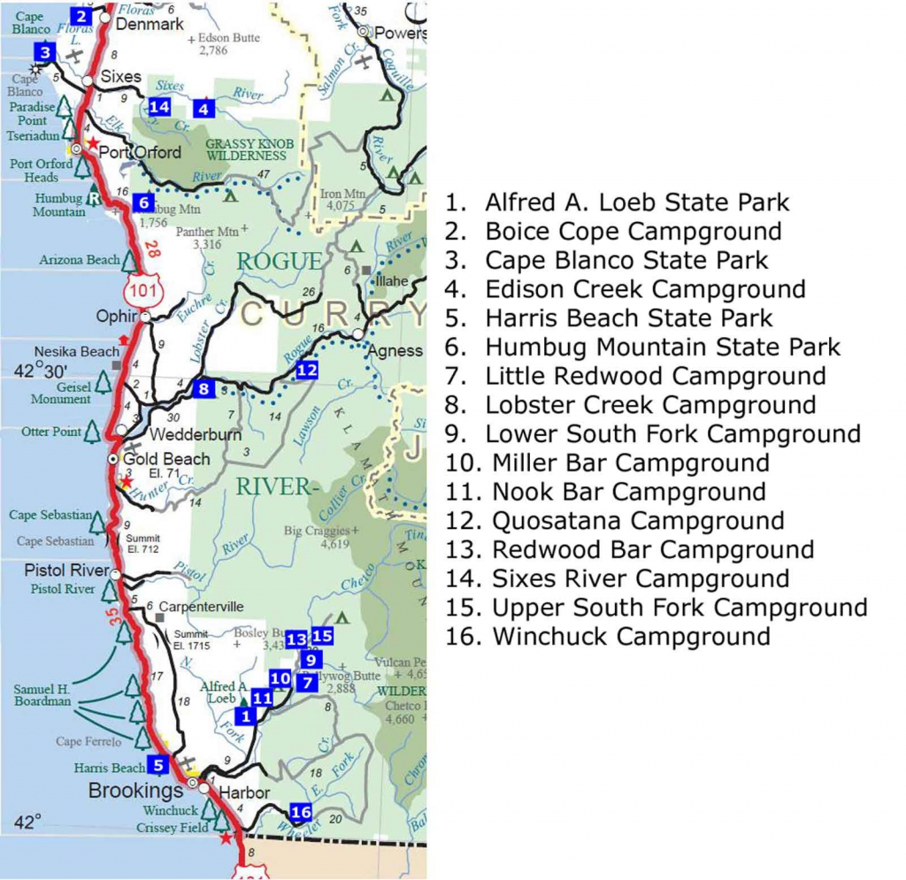 Oregon Northern California Coast Map – Map Of Usa District - Map Of Oregon And California Coastline