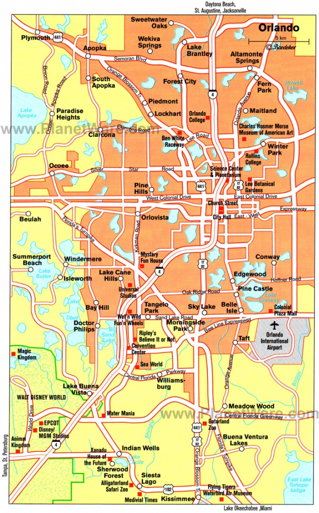 Orlando Cities Map And Travel Information | Download Free Orlando - Road Map Of Orlando Florida