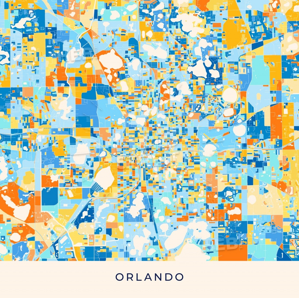 Orlando Colorful Map Poster Template | Hebstreits Sketches - Printable Map Of Orlando