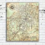 Orlando Fl Canvas Print Orlando Fl City Florida Vintage Map Orlando   Map Of Florida Wall Art