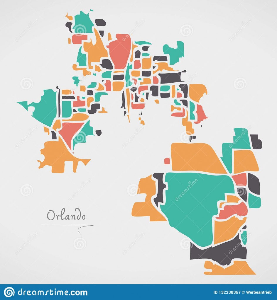 Orlando Florida Map Avec Des Voisinages Et Des Formes Rondes - Orlando Florida Map