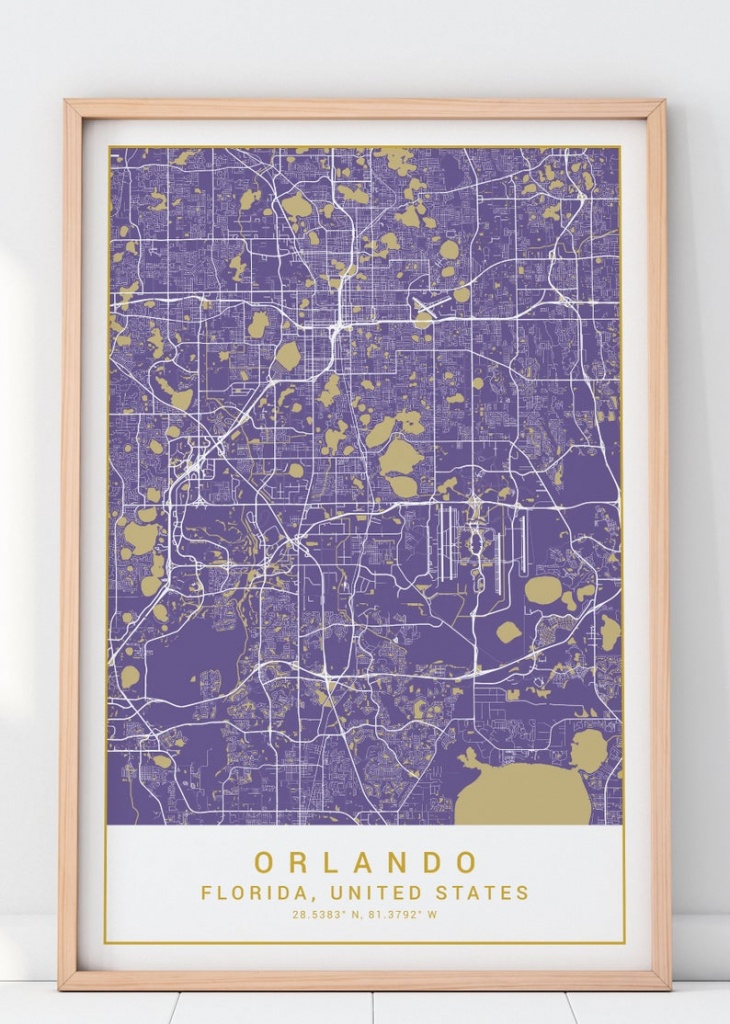Orlando Map Print In Purple Harmony Orlando Florida Map | Etsy - Harmony Florida Map