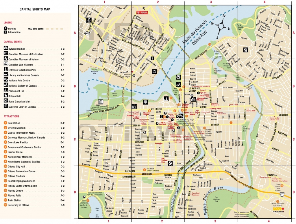 Ottawa Downtown Map Printable Map Of Ottawa 