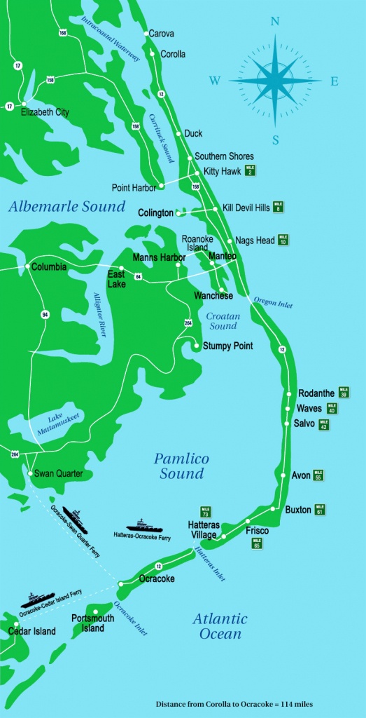 Outer Banks Map | Outer Banks, Nc - Printable Map Of Outer Banks Nc