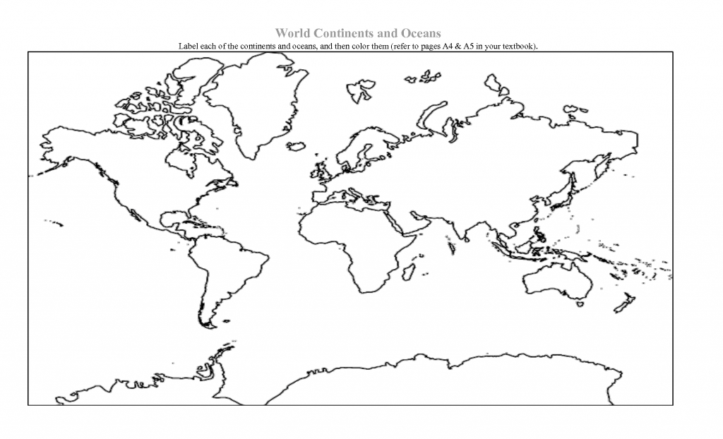 Outline Map Of Continents And Oceans With Printable Map Of The World - Map Of Continents And Oceans Printable