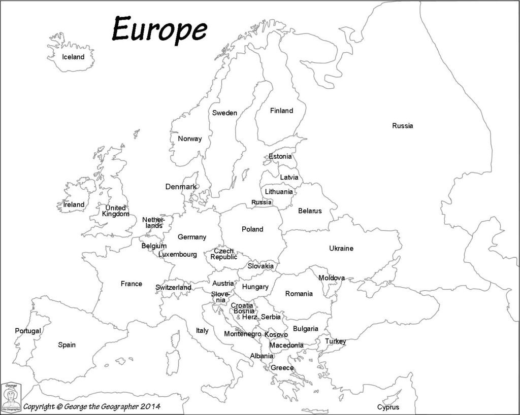 Outline Map Of Europe Political With Free Printable Maps And For - Printable Black And White Map Of Europe