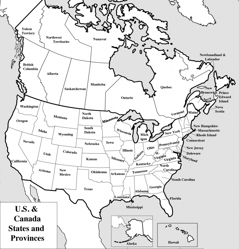 Outline Map Of Us And Canada Printable Mexico Usa With Geography - Blank Us And Canada Map Printable