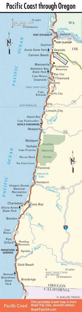 Pacific Coast Route: Oregon | Road Trip Usa - Map Of Oregon And California Coastline