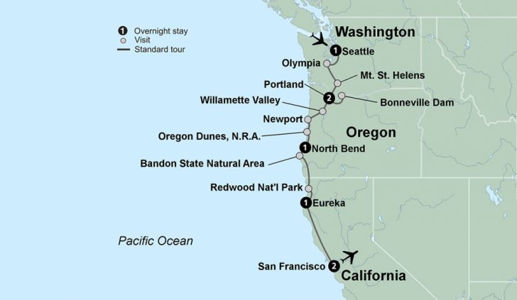 California Oregon Washington Road Map