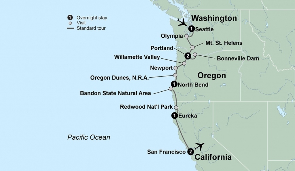 Pacific Northwest Tours And Vacations With Collette - California Oregon Washington Road Map