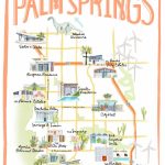 Palm Springs California Illustrated Travel Map Print Of Watercolor   Palm Springs California Map